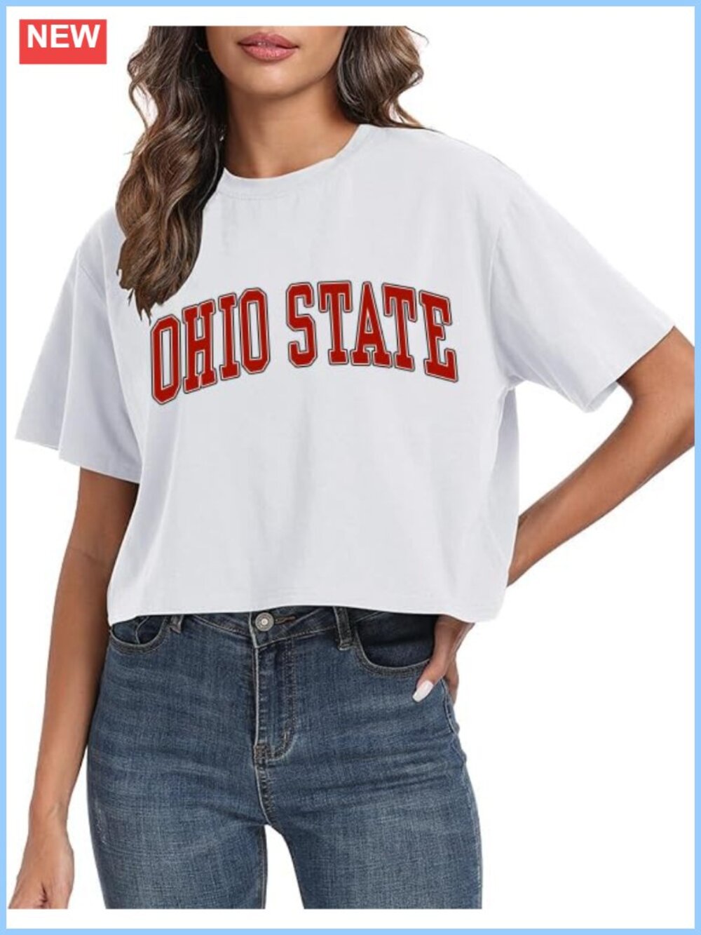 Women's Oversized Boxy Crop Graphic Tee Short Sleeve Crewneck Drop Shoulder